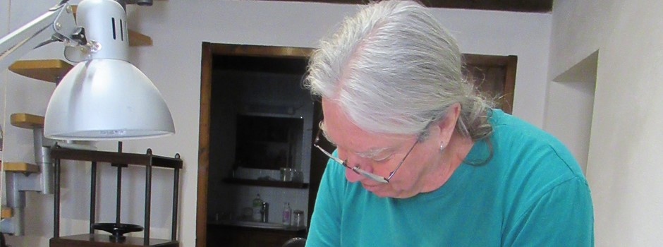 Démonstration reliure par notre Président Fondateur Hervé Busatto-Gaston